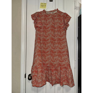 Women's Pinch Orange Beige Zebra Print Ruffle Mini Dress M